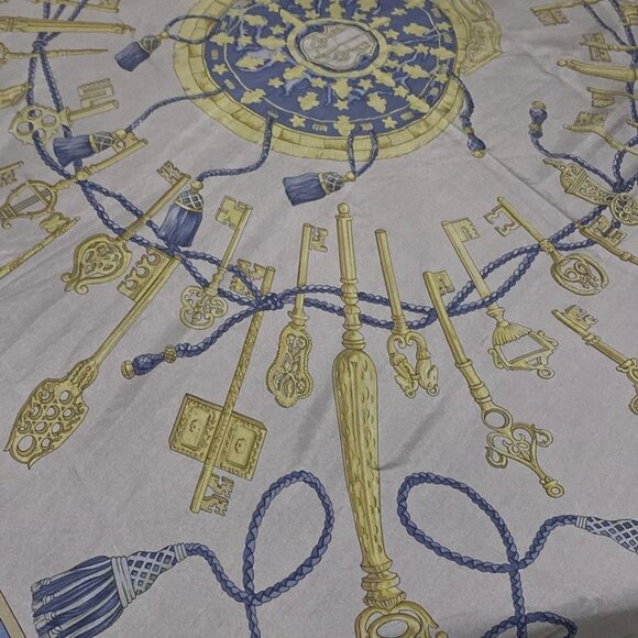 HERMES Carre 140 - Navy Gray Multi Scarf 485-071625 - Picture 3 of 5